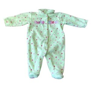 Just One Year Baby Girl Green Footed Sleeper “Twinkle Star” Size 6 Months